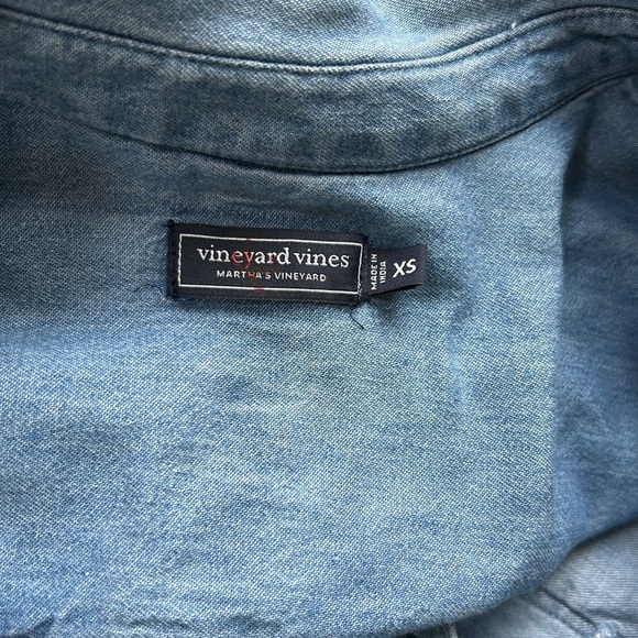 Vineyard Vines Dress Margo Chambray Shirtdress Denim Blue Short Sleeve Sz XS - Picture 7 of 14